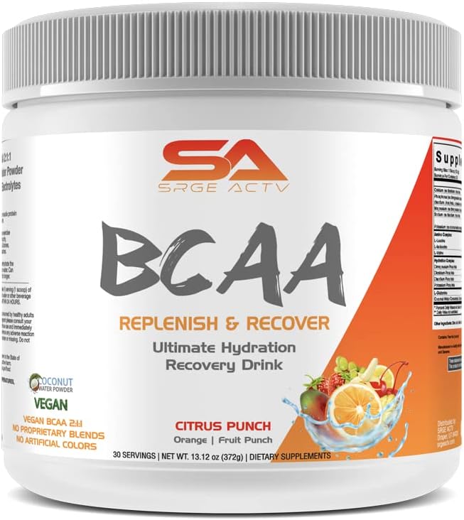 BCAA 粉末加胶胺和用于恢复和水分的电解粉 -- -- 30枚(Citrus Punch)