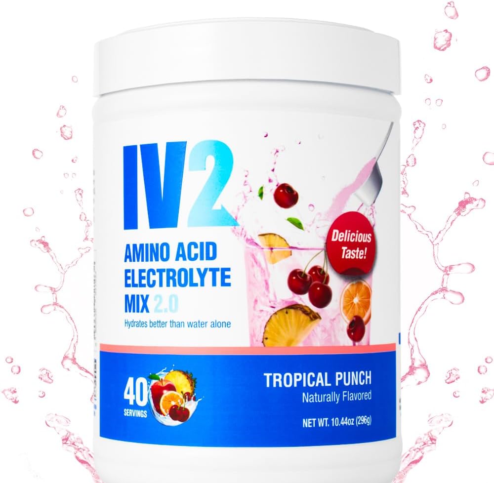 IV2 氢化钚粉 - 无糖电解质混合剂 + 氨基酸和基本维生素 I Vegan, Non-GMO, Gluten-Free, Cafeine-Free (40种服务)