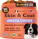 天然狗公司皮和煤 狗的补品 — Omega 3 沙门油, Biotin & Vitamin E 支持 Shiny Coat, 健康皮和普通 Shedding, 促进不定期痒症的安慰, 90 计数