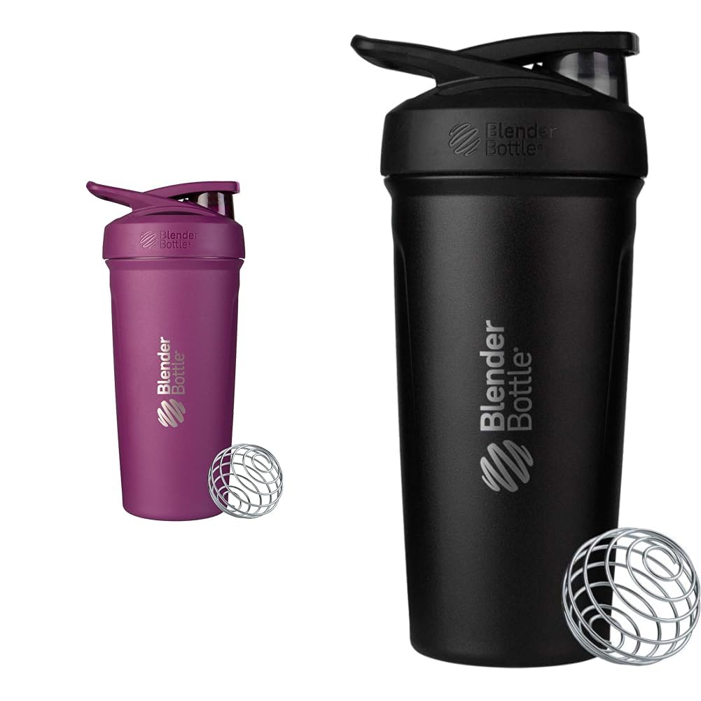 BlenderBottle 24 Ounce 无锡钢摇杆杯 配电威斯克,梅花和黑色