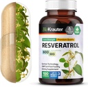 BIO KRAUTER Resveratrol Supplement Capsules 600 mg - 100 Count - Natural Antioxidant Source - 98% Pure Trans Resveratrol Powder - Vegan