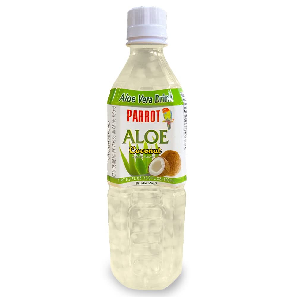 鹦鹉品牌 Aloe Vera Juice 饮用椰子 Flavor 500mL 16.9 Ounce(10包)
