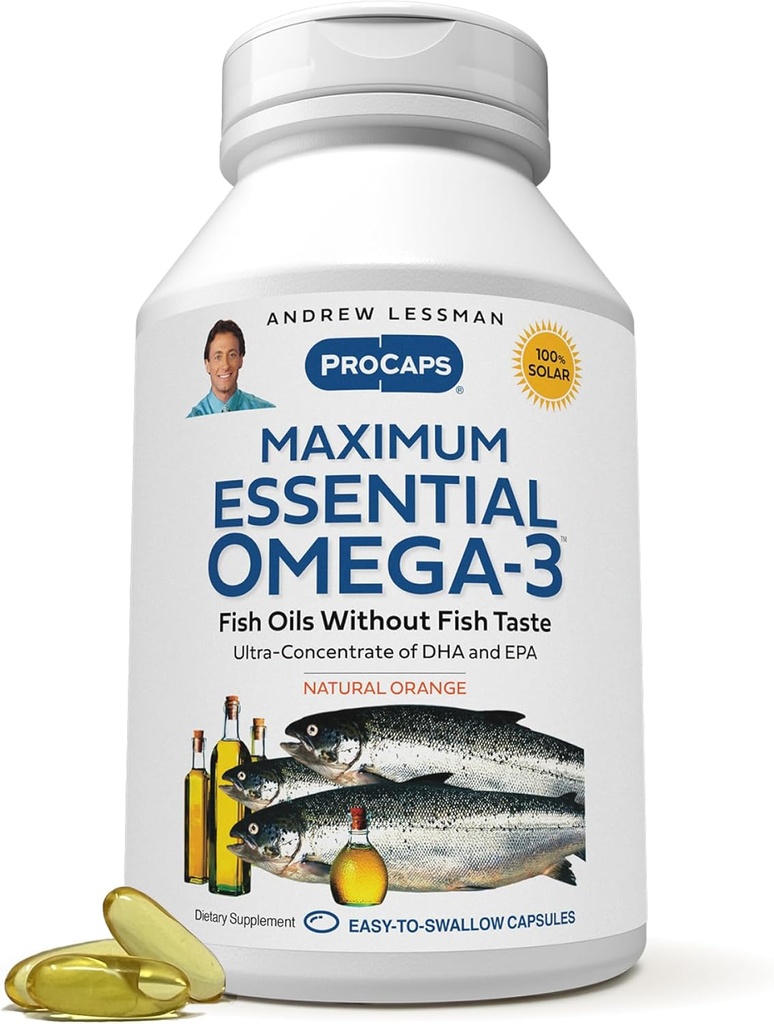 (原始内容存档于2018-03-03). AndreW Lessman 最大基本欧米茄-3 Orange - 360 Softgels - Ultra-Pure, 高概率欧米茄-3 Oils. 高DHA,无胃肿,无污染物,无水星. 小容易吞软胶