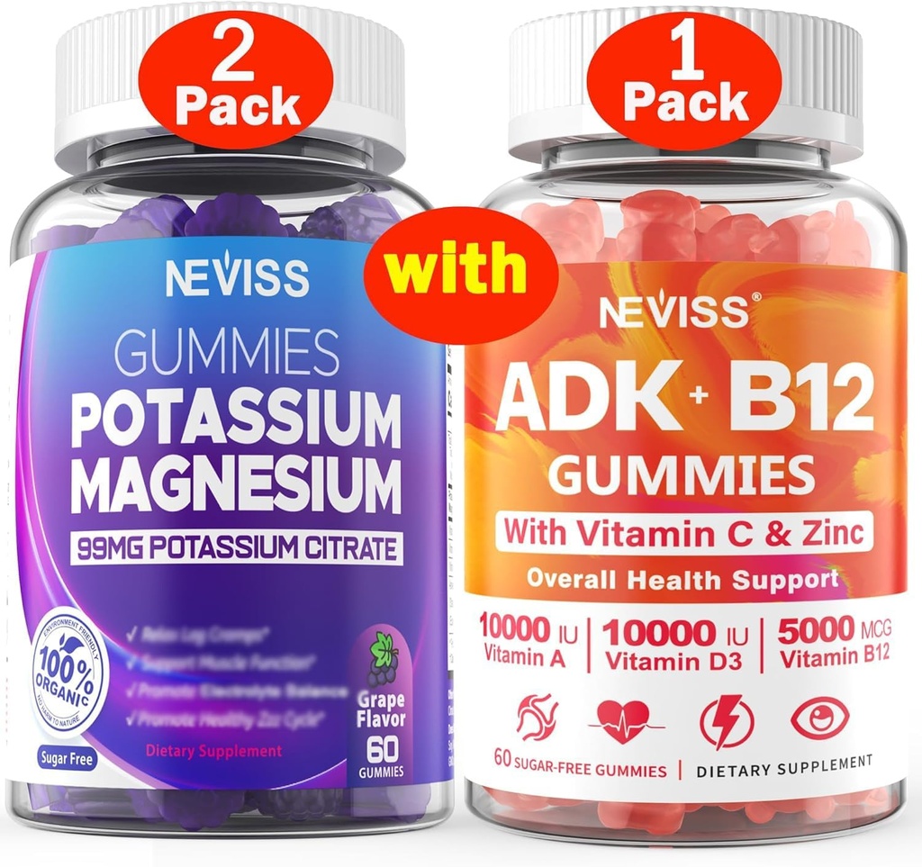 2Pack 镁+ 1Pack 维生素ADK 配有 B12 Gummys