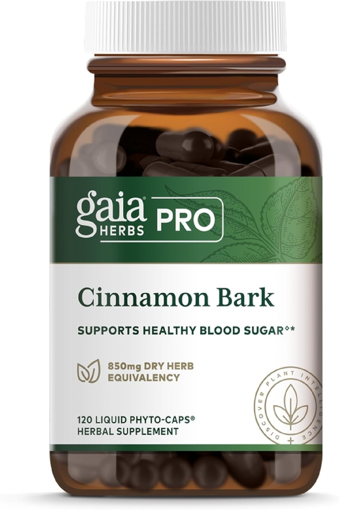 Gaia Herbs Pro Cinnamon Bark - 支持健康代谢 - 有机, Vegan, Soy-Free & Gluten - Free - 120 液态植物帽(120种服务)