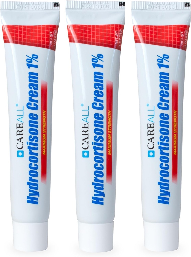 Care All Hydrocortisone 1%,1oz Tube (Pack of 3), 最大强度抗痒凝胶,从Bug Bites, Eczema, Psoriasis, 毒艾薇, Oak 和 Sumac 中解痒和赤色