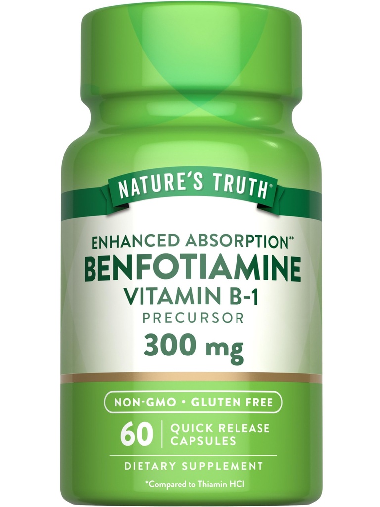 (原始内容存档于2019-09-21). Nature's Truth Benfotimine | 300mg | 60 Count | Non-GMO and Gluten Free Supplement | Vitamin B1 前体