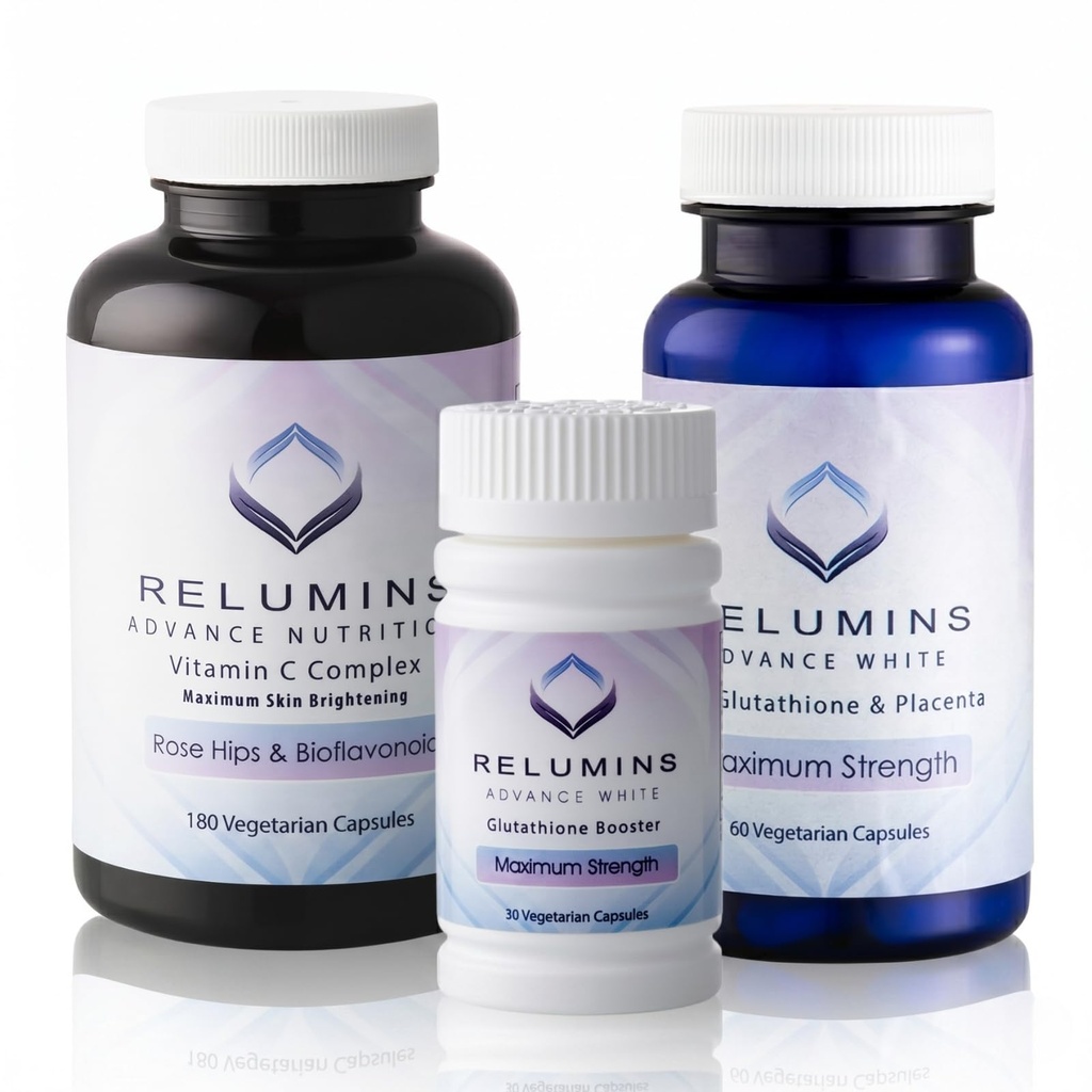 Relumins Advanced Skin Supplement Set - L-Glutathione Complex,维生素C, & Antioxidant 支持 - 健康皮肤的更新公式 - 30日供应