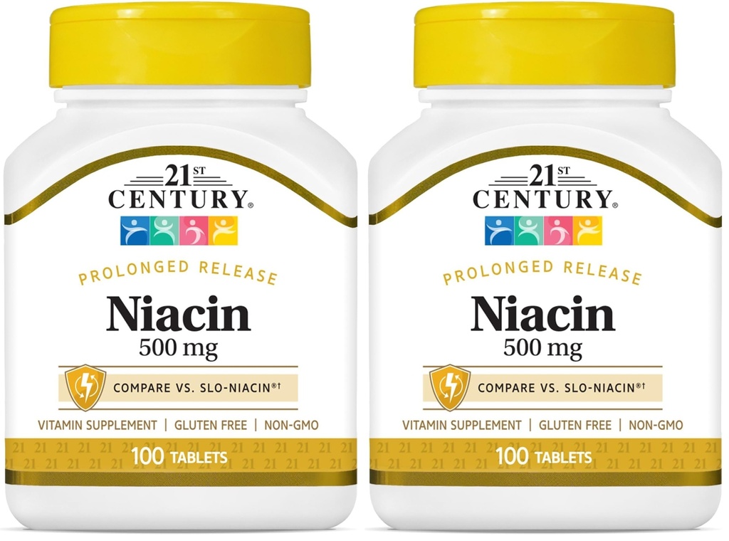 21世纪 Niacin 500 mg 超长释放板块,100 count (27474) (Pack of 2)
