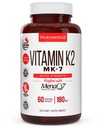 维生素k2 MK-7 补充180mcg - 维生素K2 支持动脉心血管钙吸收的骨骼和心脏健康 60易吞噬 MenaQ7 K2 MK7