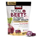 FORCE FACTOR 总 Beets Ultimate Heart Health Chews for Blood 压血支持,配有比特罗特粉,CoQ10,B维生素和葡萄籽提取血流与能量,黑樱桃,60软楚