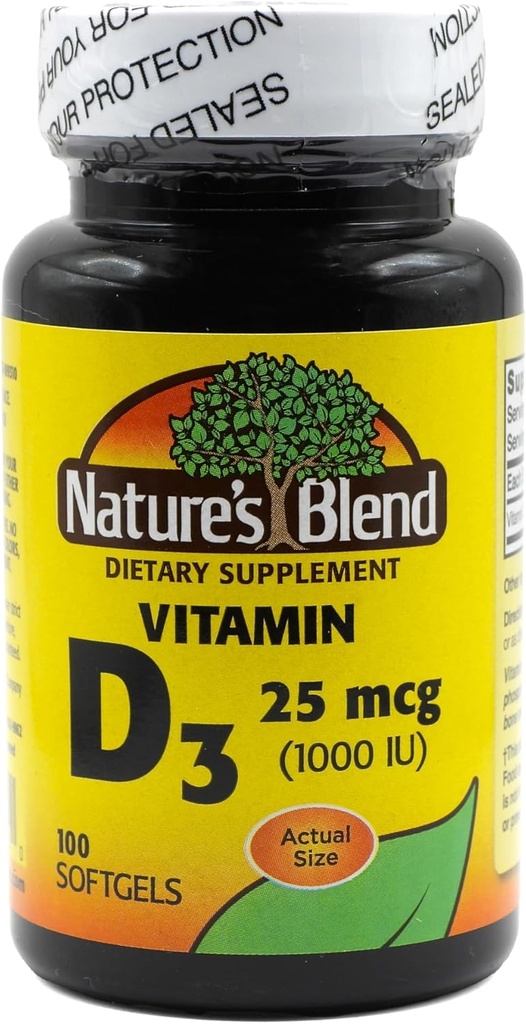 自然综合维生素D3 25 MCG (1000 IU) 易向燕,100 SOFTGELS