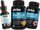 淋巴排水补充剂 Pills & Drops - 有机淋巴支持液滴 Cleanse Capsules with Echinacea, Ginger, Dandelion, Red Root 补充剂 Lymph 节点排水系统