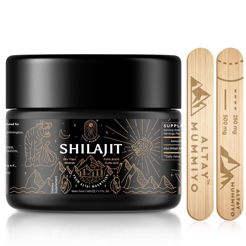 Shilajit Resin with Fulvic Acid & Trace Minerals, 原西伯利亚 Shilajit Prure, 配有 85+ Humic Acid 补充 Gel 能源和免疫系统- 100 service / 50g