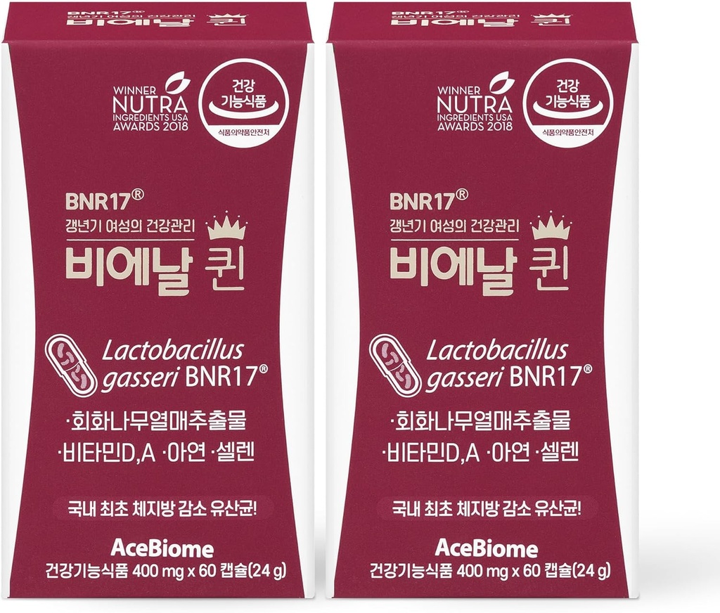 Bnr Queen, Menopausal Supports for Women, 10亿 CPU 保障金,Lactobacillus gasseri BNR17, 60 Capsules x 2 packs