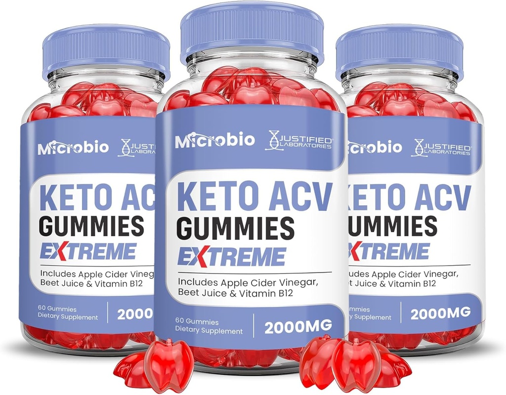 合理实验室(3 Pack MICrobio Keto ACV Gummys Extreme 2000MG 微量生物 Keto Gummys 苹果苹果苹果醋 配以石榴甜甜菜汁粉 B12 Vegan Non GMO 180 Gummys 配制的