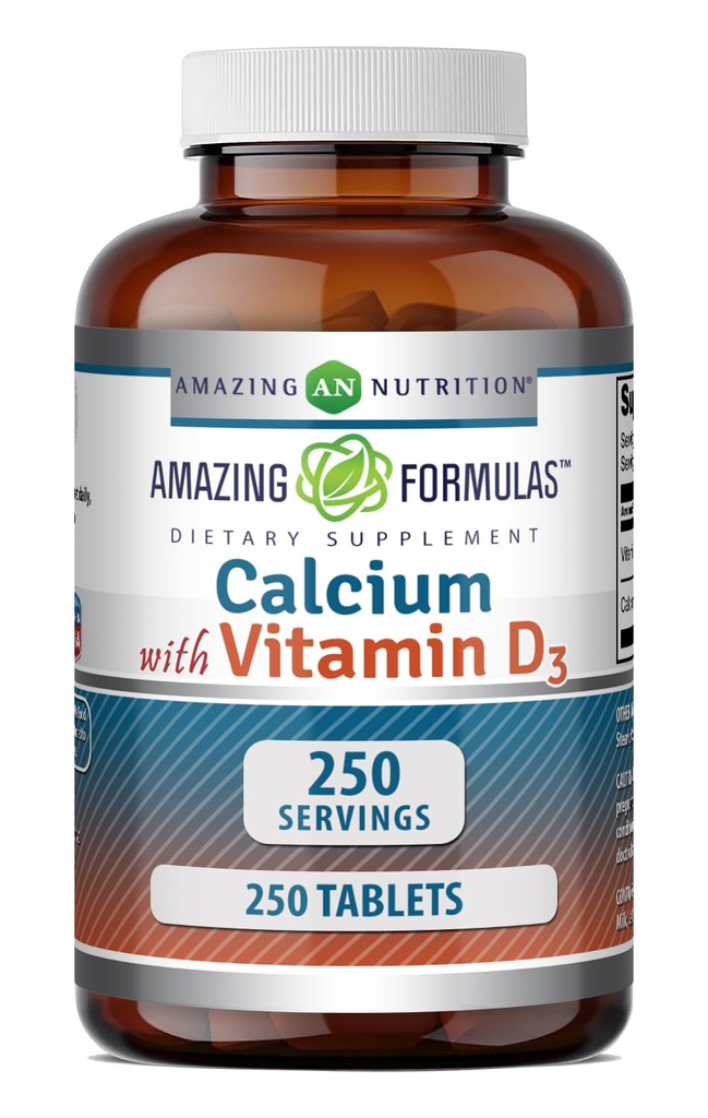 配有维生素D3的神奇公式 Calcium Supplements QQ 平板电脑 Non-GMO QQ Gluten-Free QQ 在美国制造(1 Pack, 250 Counter)