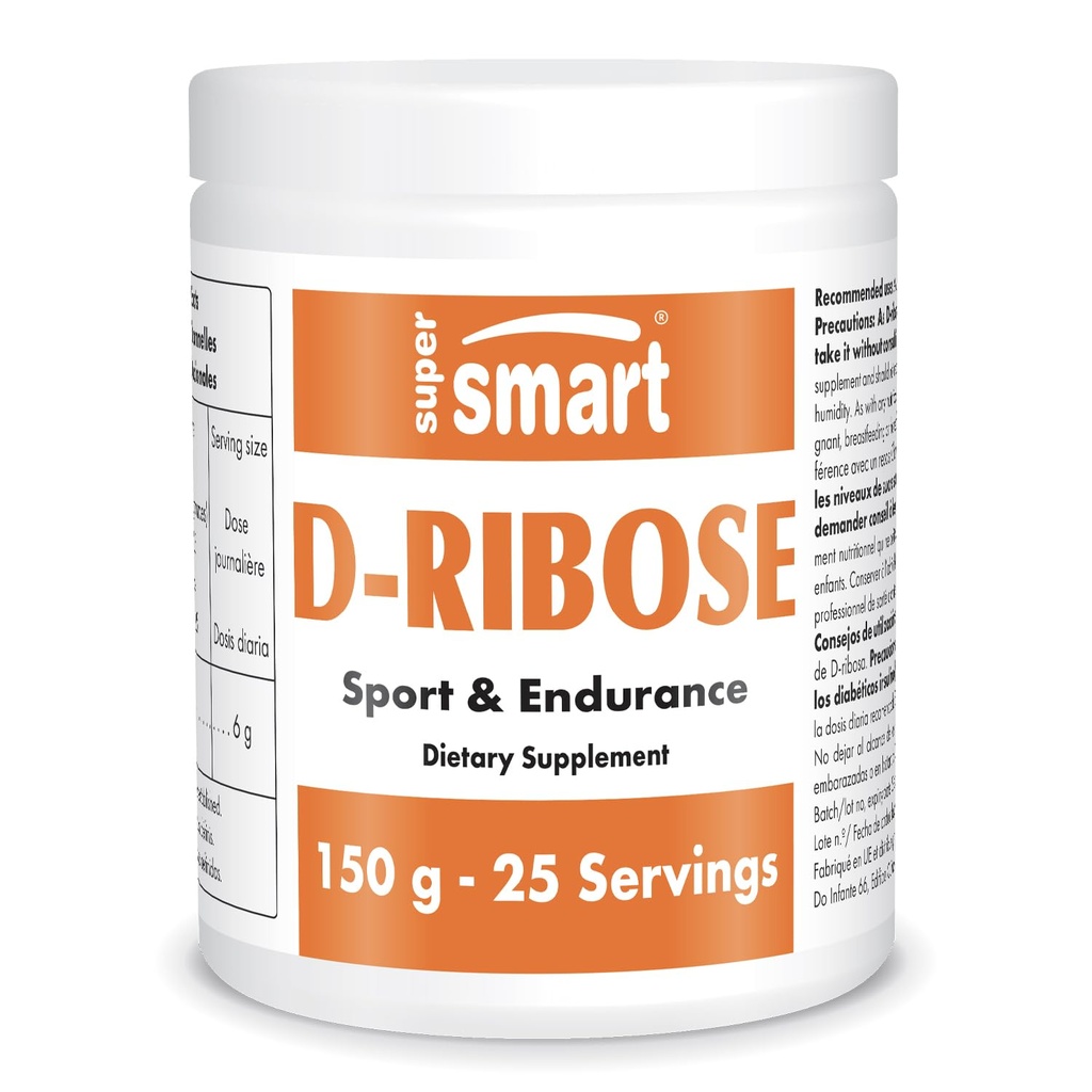 Supersmart - D-Ribose Powder(天然糖) 每日6gm - ATP合成与生产 - Universal Fuel for Energy QQ 非GMO & Gluten Free - 150g