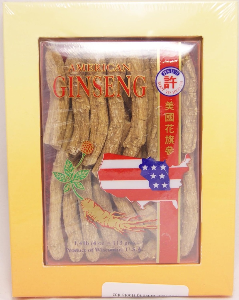 Hsu's Ginseng SKU 0103-4 | Long Medium-Small | Cultivated Wisconsin American Ginseng Direct from Ginseng Gardens | 许氏花旗参 | 4oz Box of Wisconsin Ginseng Roots, B001EMGWOG