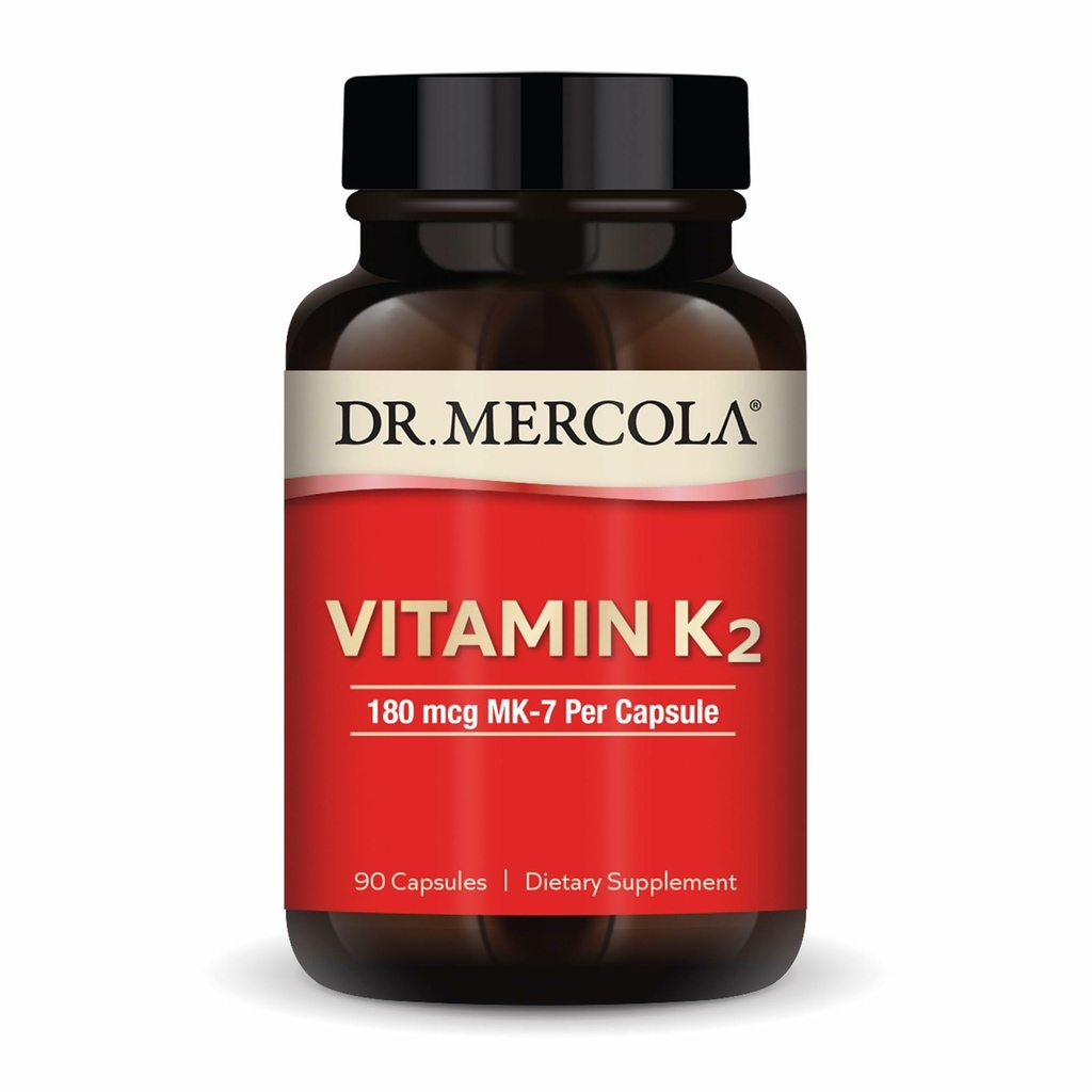 Mercola Vitamin K2-180 mcg Vitamin K2博士作为MK-7 - 支持健康动脉功能和心脏健康 - 非GMO,无葡萄糖和乳制品 - 90 Capsules (90名服务员)