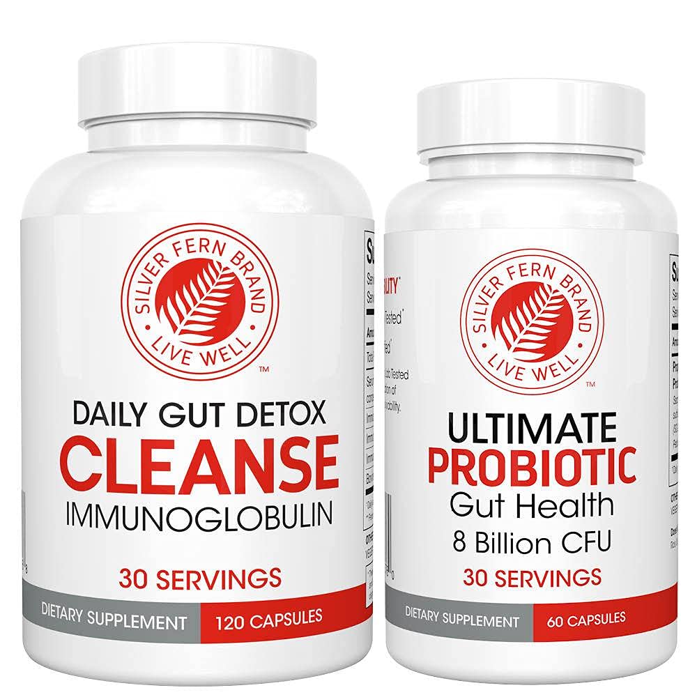 Silver Fern Gut Rehab Kit - 30天供应 - 清洁日报 (1瓶=120卡普尔) & 终极Probiotic (1瓶=60卡普尔) - Immunoglobulins & Spore Froming Probiotic
