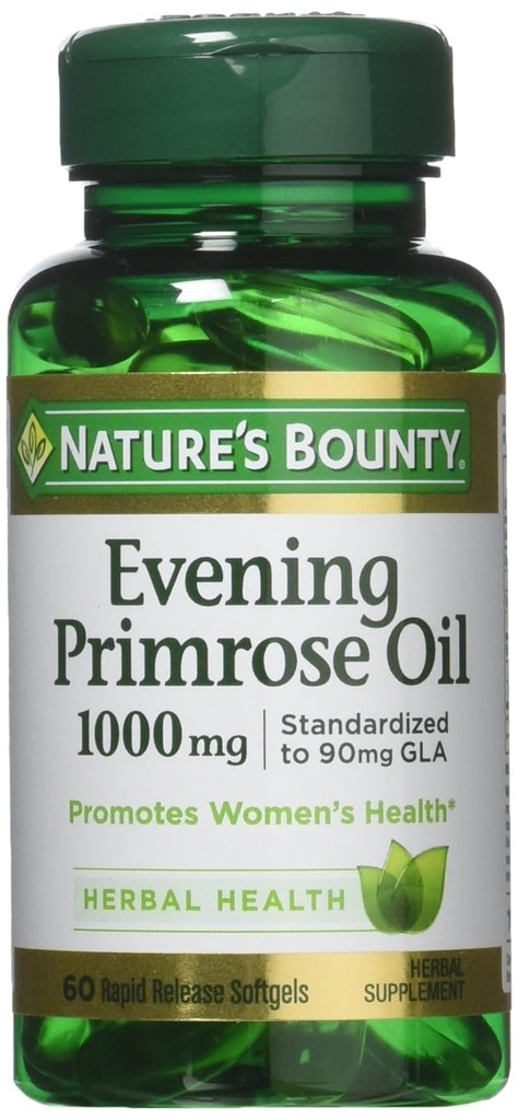 大自然的丰盛晚报(英语:Bounty Evening Primrose Oil),1000mg,180 Softgels (3 X 60 Count Bottles) (英文).