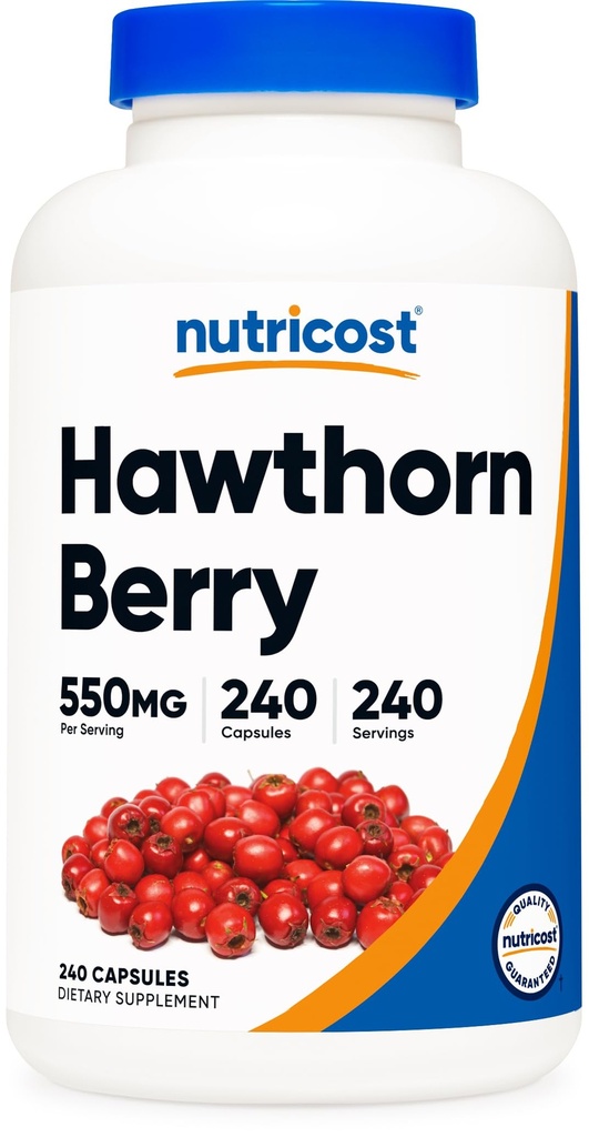 营养成本 Hawthorn Berry Capsules 550mg, 240 Capsules, 蔬菜友好型,非GMO和Gluten自由型