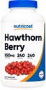 营养成本 Hawthorn Berry Capsules 550mg, 240 Capsules, 蔬菜友好型,非GMO和Gluten自由型