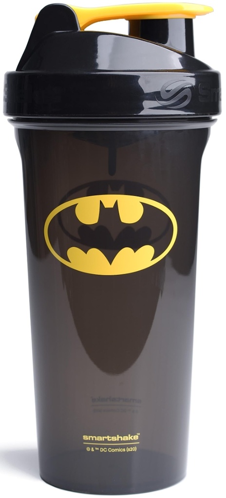 Smartshake Lite Justice League Protein Shaker Bottle 800ml – DC 漫画水瓶 防漏BPA 自由Gym Shaker 瓶用于蛋白质摇晃和蛋白质粉 - 蝙蝠侠 Logo
