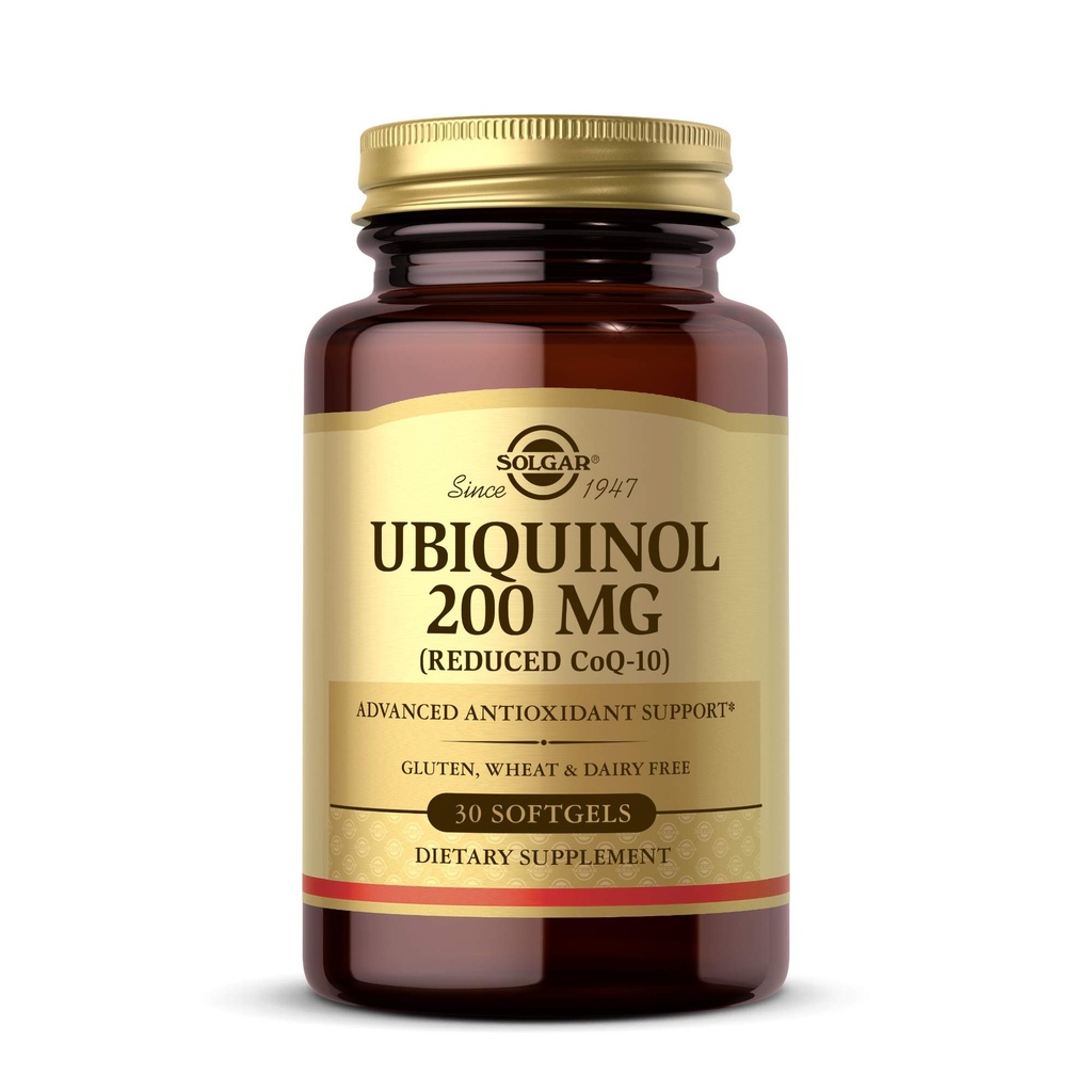 Solgar Ubiquinol 200 mg(减少CoQ-10),30 Softgels - 促进心脏和脑功能 - 支持健康衰老 - Coenzyme Q10 - Ubiquinone 补充 - Gluten Free, 奶制品免费 - 30 services