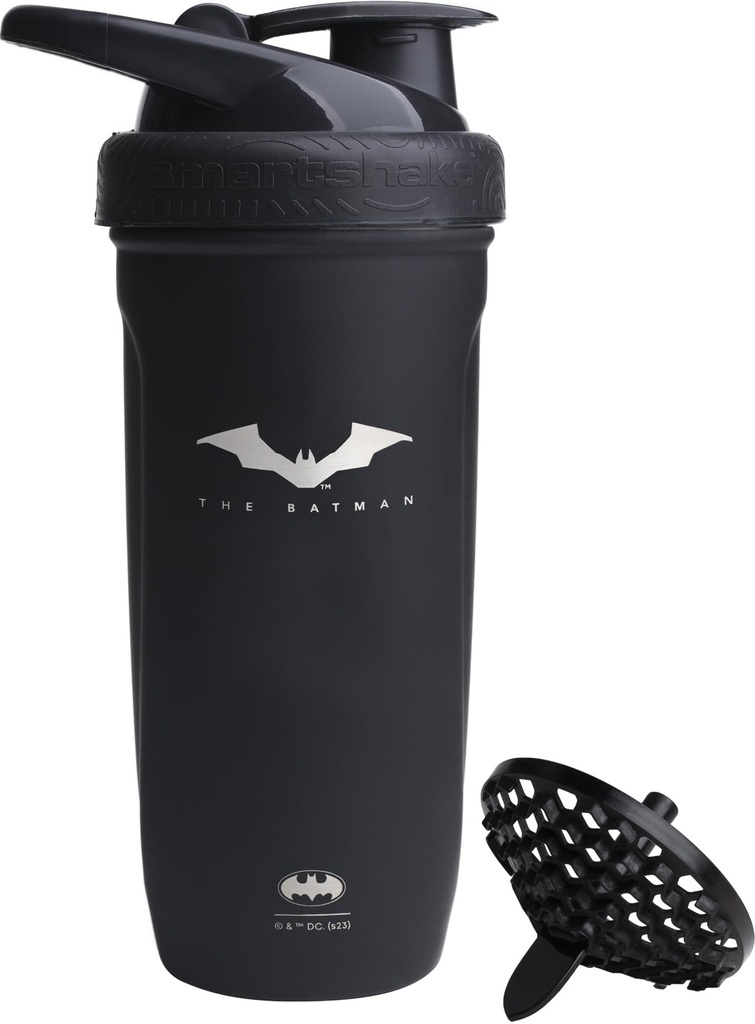 Smartshake DC COMICS Reforce 无锡 蛋白质 摇摆瓶 900 ml → 30 oz - 防漏螺丝上 Lid - BPA Free - Unixex - 非绝缘 - 蝙蝠侠