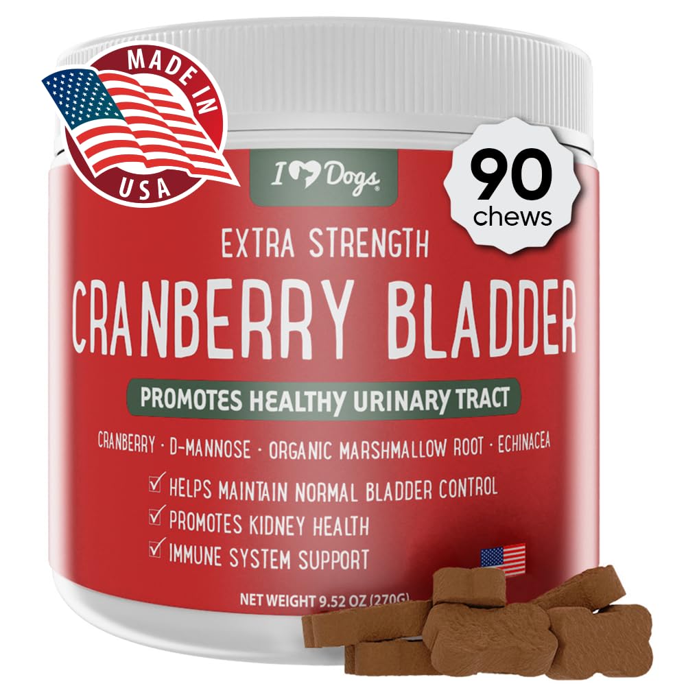 iHeartDogs Extrastruction Urinary, Bladder, & Kidney 支持狗 – Cranberry, D-Mannose & Echinacea 帮助维护尿道切除健康,加强弱和大便性Bladder