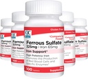 质量选择 铁 65 mg(325 mg Ferrous Sulfate) 高概率铁支持100 Counter Bottles (5 Pack) 辅助片.