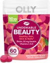 OLLY 不可否认的美人Gummy,为毛发,皮肤,钉子,Biotin,维生素C,Keratin,Chewable Supplement,Grapele果,30天供应-60个计数
