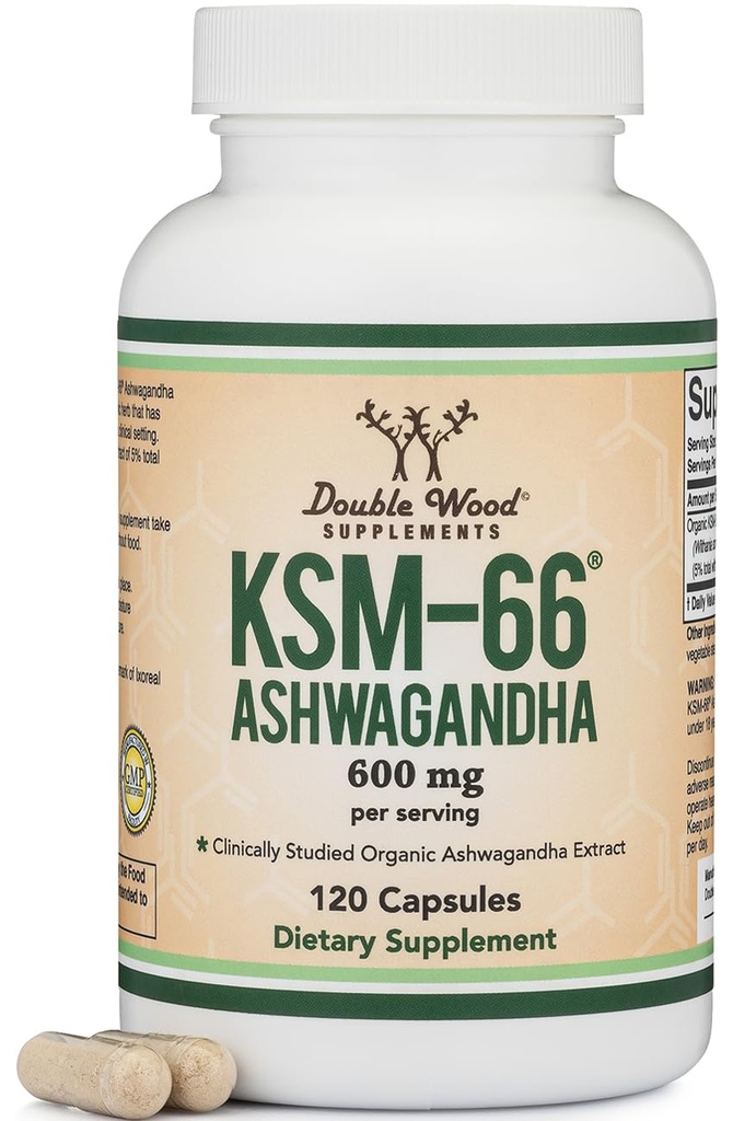 双木补品 Ashwagandha KSM 66 有机和临床研究提取(600毫克/人/服务,120卡普尔,60名服务) 男女适应原体科尔蒂索尔管理器
