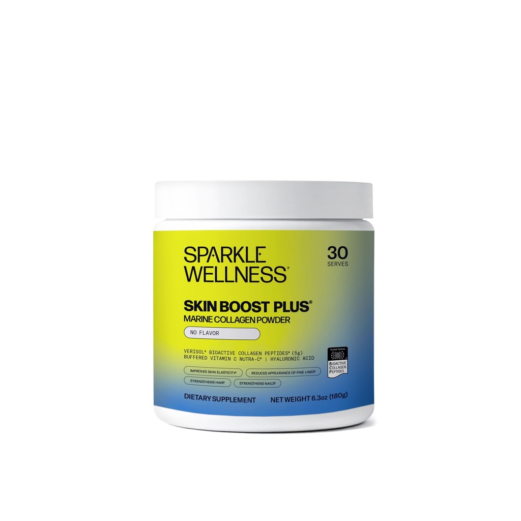 Sparkle Wellness Marine Skin boost Plus (No Flavor) [30-Serves] 含海洋衍生的VERISOL 生物活性水解酸Collagen Peptides,维生素C和Hyaluroni酸的Collagen粉补充剂