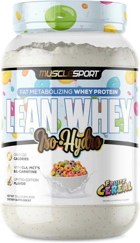 肌肉运动 Lean Whey 革命TM 蛋白质粉 - Whey 蛋白质隔膜 - 低卡路里, 低卡路里, 低脂肪, 不可思议的火焰 - 25g 蛋白质/ Scoop(2lb, 水果谷)
