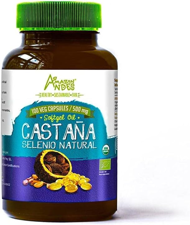 安第斯巴西 Nuts Oil Capsules - 硒和锌的丰富来源 - 重拾荷尔蒙效应 - Vegan, Non-GMO, Gluten-Free & Fairly Traded - 100 Softgel Pills (500mg) - USDA认证 - 秘鲁制造