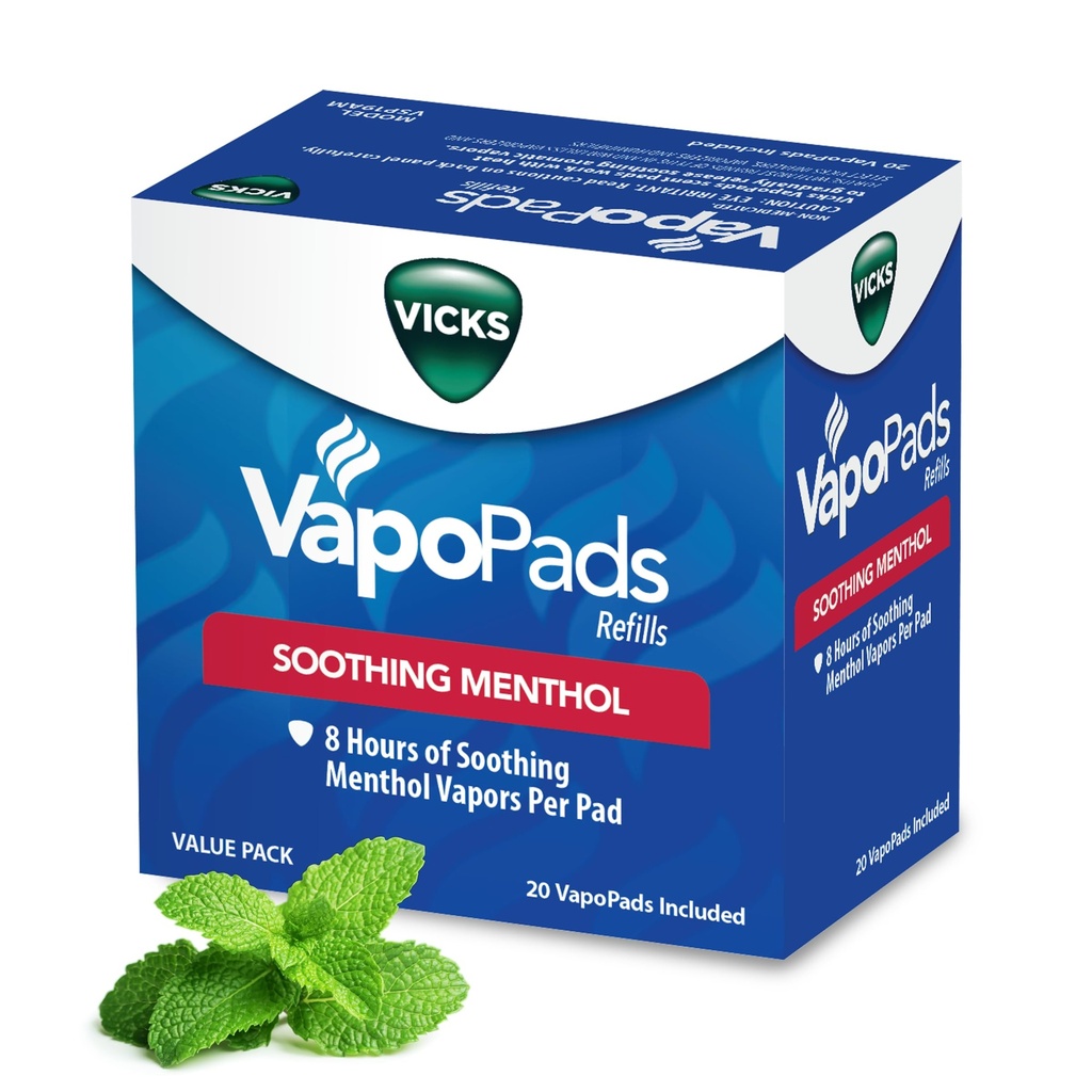 Vicks VapoPads 原始 Menthol Scent - Vapor pades Refill for Vicks 湿润剂和蒸气吸气器,摄入和咳嗽救济的 Scent pads, 20-Pack, 盒色 May Vary