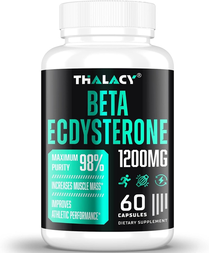 1200MG Beta Ecdysterone 补充, 98% Lean Muscle Mass, Athletic Performance & strongs, 60 Capsules 最大纯度 Ecdysterone 补充, 60 Capsules