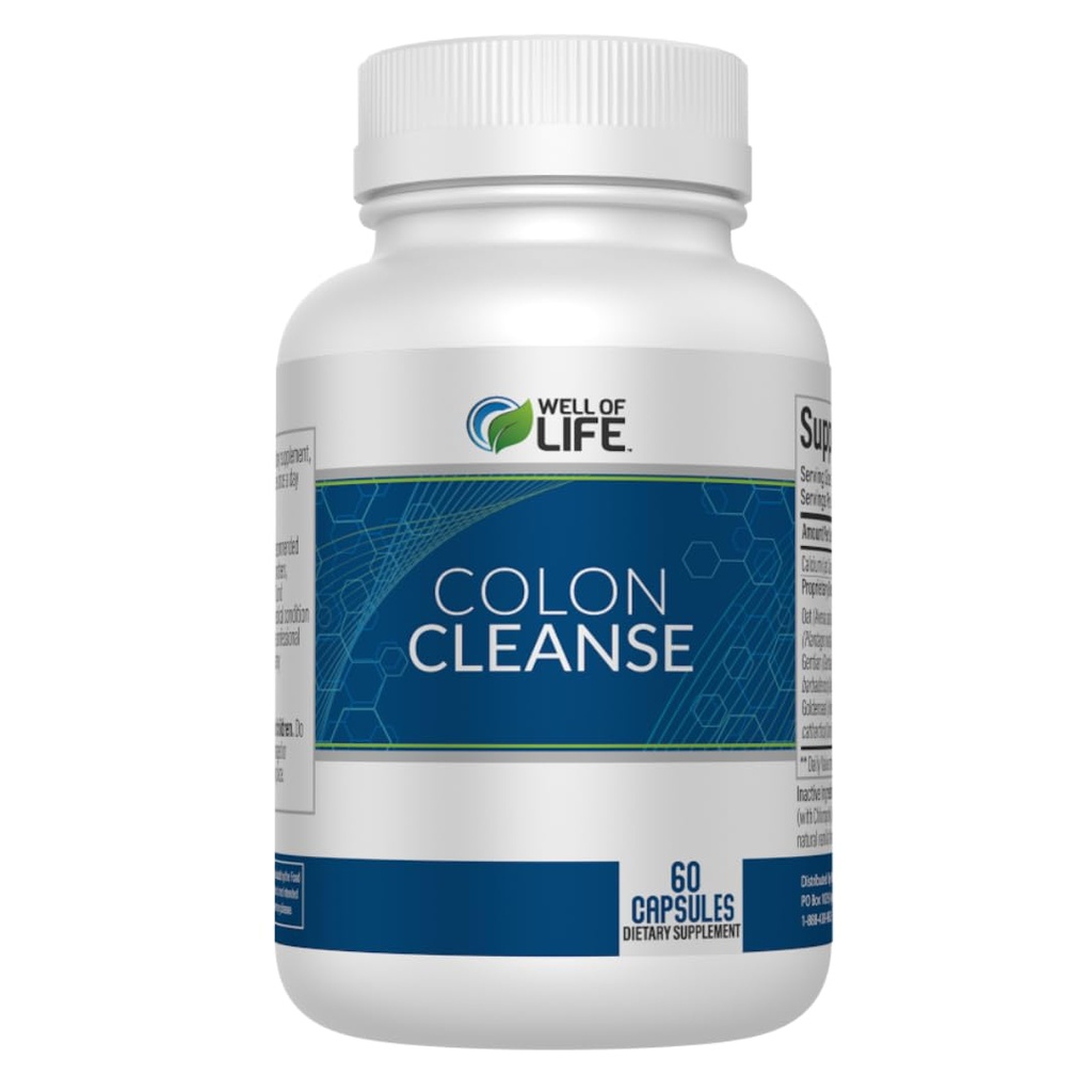 Well of Life Colon Cleanse – Herbal Colon Cleanser Capsules for Digestive Support and Regularity | Supports Occasional Constipation Relief | 700mg | 60 Vegan Capsules
