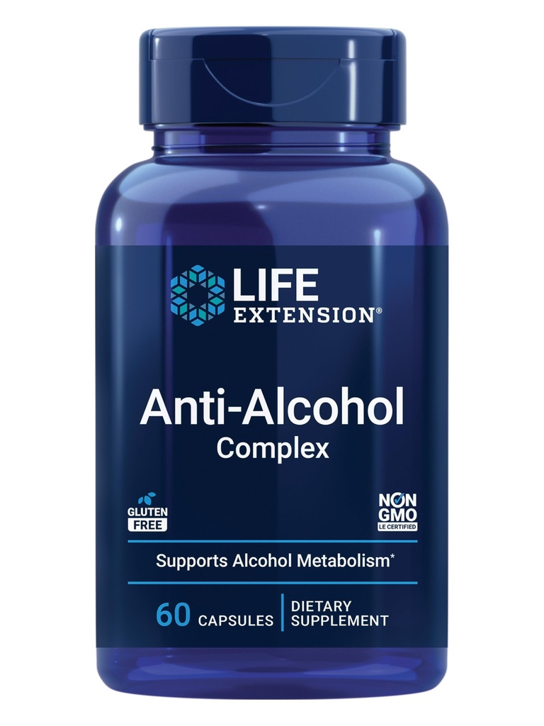 生命延伸 抗酒精复合物 维生素 C 锌 葡萄种子 牛奶 硝酸盐 克洛夫提取物 支持健康酒精代谢和最佳活性功能 無糖無糖 無GMO 60 Capsules