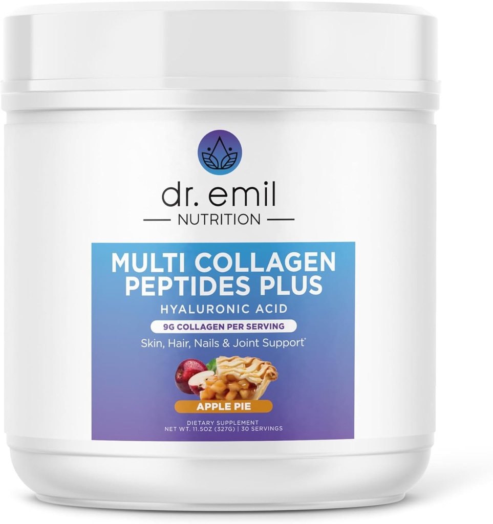 DR. EMIL 营养多烯烃 Peptides Plus - Apple Pie Flavor → 9g Collagen + Hyaluronic Acid → 皮肤,头发,钉子和联合支持 → Paleo & Keto-Friendly, Non-GMO, 11.3 oz