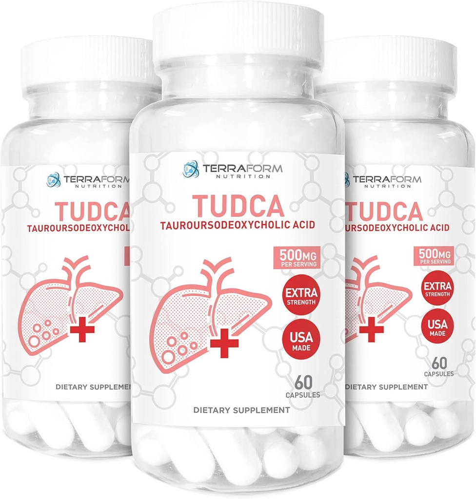 (3包) Terroform纯TUDCA(Tauroursodeoxycholic Acid) - 每人500毫克 - 纯活者支持和健康 - 60卡普尔
