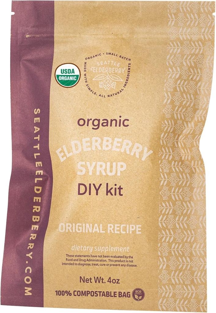 Syrup DIY Kit – Make Your Own Delicious, Gluten-Free Herbal Supplement Syrup with Potent Immune Benefits, Containing Only Organic Ingredients Made in Small Batches in The USA - 4oz