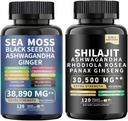 海苔和芝麻海苔 黑种子油 Ashwagandha Ginger &shilajit rhodiola rosea panax Ginseng(120个计数)