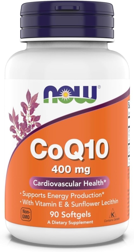 Now 食品补充品, CoQ10 400 mg, 药品级, 发酵制成的全转式, 90软胶