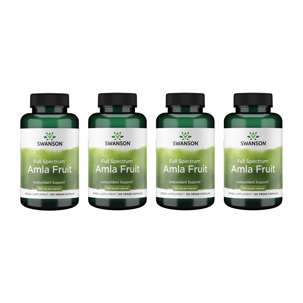 Swanson Full Spectrum Amla Fruit (Indian Gooseberry) - Ayurvedic 草药补充剂 推动生命力和能量支持 - 配有激素以支持健康 - (120 Capsules, 每人500毫克)(4包)