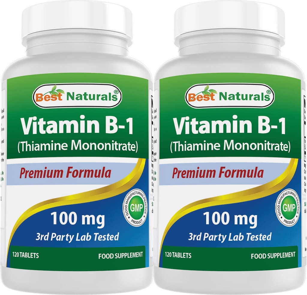 最佳自然素维生素B1作为Thiamine Mononitrate 100 mg 120 片(120 计数(包2))