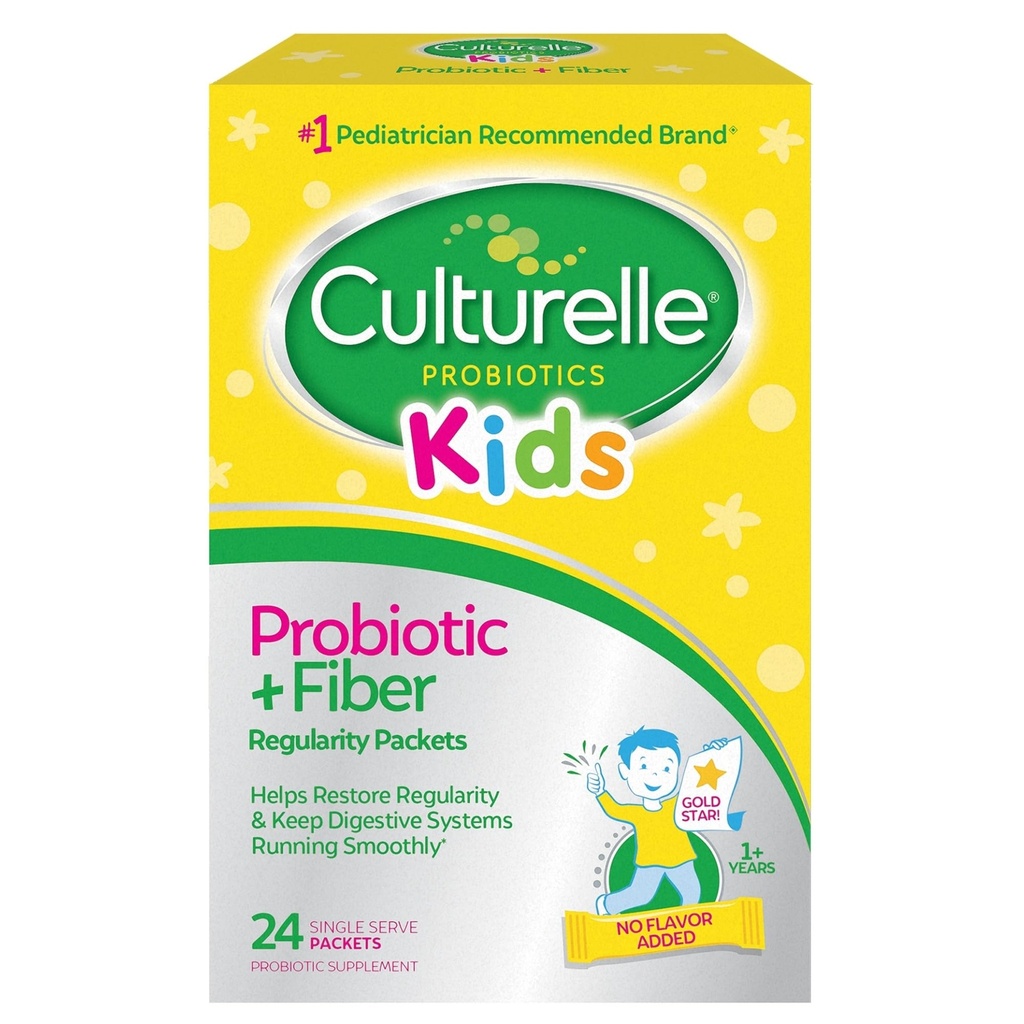 Culture Kids Probiotic + Fiber Packets(年龄 3+) - 24 计数 - 消化健康与免疫支持 - 帮助恢复正常性(包装可能有所不同)